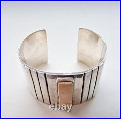 Native American Vintage Wide Solid 925 Sterling Silver Cuff Bracelet