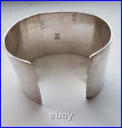 Native American Vintage Wide Solid 925 Sterling Silver Cuff Bracelet