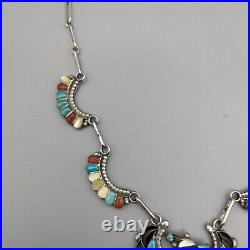 Native American ZUNI Eagle Thunderbird Sunface Necklace Sterling Silver Old Pawn