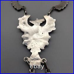 Native American ZUNI Eagle Thunderbird Sunface Necklace Sterling Silver Old Pawn