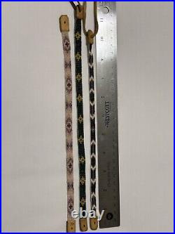Native American beaded leather vintage handmade necklace choker STORMIE lot of 3
