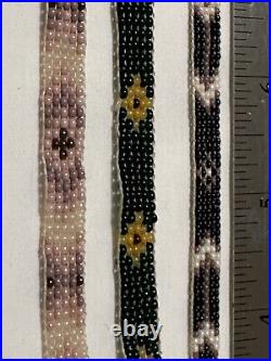 Native American beaded leather vintage handmade necklace choker STORMIE lot of 3