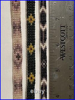 Native American beaded leather vintage handmade necklace choker STORMIE lot of 3