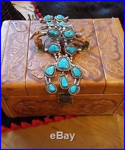 Native American indian huge turquoise squash blossom necklace beautiful vintage