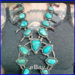 Native American indian huge turquoise vintage squash blossom beautiful sterling