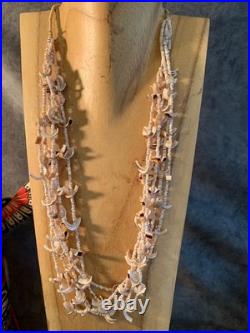 Native American shell necklace multistrand Vintage