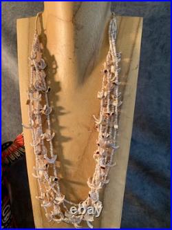 Native American shell necklace multistrand Vintage