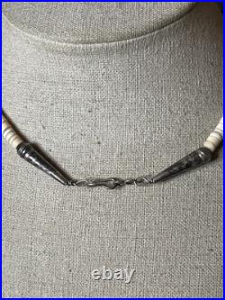 Native American vintage sterling heishi turquoise pipestone beaded necklace