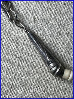 Native American vintage sterling heishi turquoise pipestone beaded necklace