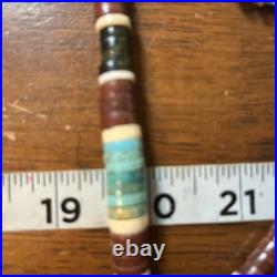 Native American vintage sterling heishi turquoise pipestone beaded necklace