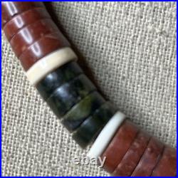 Native American vintage sterling heishi turquoise pipestone beaded necklace