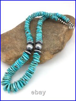 Native Blue Graduated Turquoise Navajo Sterling Silver Necklace 20 04809