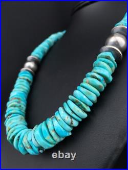 Native Blue Graduated Turquoise Navajo Sterling Silver Necklace 20 04809