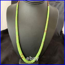 Native Navajo Green Gaspeite Shell Sterling Silver Necklace 22 11466