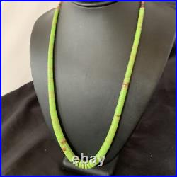 Native Navajo Green Gaspeite Shell Sterling Silver Necklace 22 11466 Native Navajo Green Gaspeite Shell Sterling Silver Necklace 22 11466