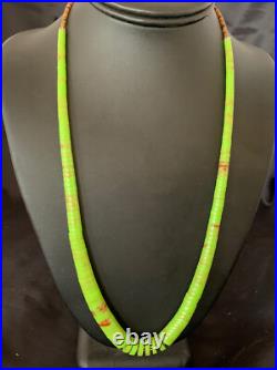 Native Navajo Green Gaspeite Shell Sterling Silver Necklace 22 11466
