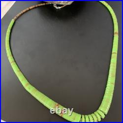 Native Navajo Green Gaspeite Shell Sterling Silver Necklace 22 11466