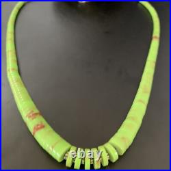 Native Navajo Green Gaspeite Shell Sterling Silver Necklace 22 11466 Native Navajo Green Gaspeite Shell Sterling Silver Necklace 22 11466