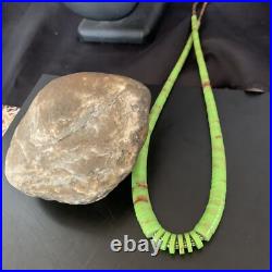 Native Navajo Green Gaspeite Shell Sterling Silver Necklace 22 11466