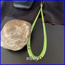 Native Navajo Green Gaspeite Shell Sterling Silver Necklace 22 11466