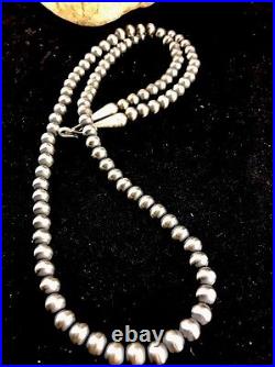 Native POPULAR Navajo Pearls 4mm Sterling Silver Bead Necklace 21 Sale