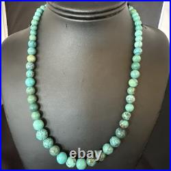 Native Spiderweb Turquoise Bead Navajo Sterling Silver Necklace 18 19157