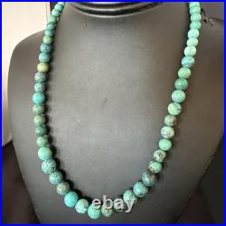 Native Spiderweb Turquoise Bead Navajo Sterling Silver Necklace 18 19157