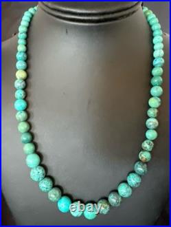Native Spiderweb Turquoise Bead Navajo Sterling Silver Necklace 18 19157