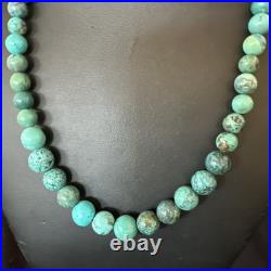 Native Spiderweb Turquoise Bead Navajo Sterling Silver Necklace 18 19157