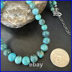 Native Spiderweb Turquoise Bead Navajo Sterling Silver Necklace 18 19157