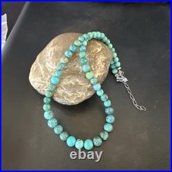 Native Spiderweb Turquoise Bead Navajo Sterling Silver Necklace 18 19157