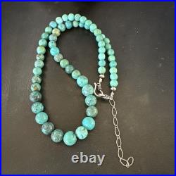 Native Spiderweb Turquoise Bead Navajo Sterling Silver Necklace 18 19157