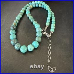 Native Spiderweb Turquoise Bead Navajo Sterling Silver Necklace 18 19157
