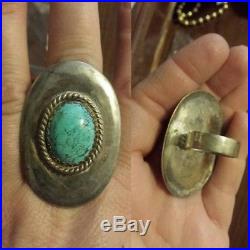 Native american Turquoise sterling silver jewelry lot Old Pawn vintage 6 rings