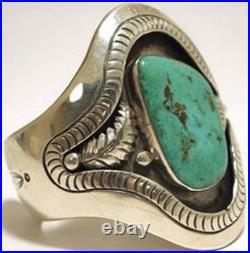 Natural Vintage Navajo Turquoise Gold tone Ring 925sterling