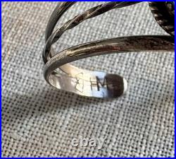 Navaho Bracelet Vintage 60s Turquoise Silver Cuff Bracelet Handmade by HM