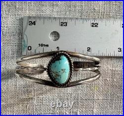 Navaho Bracelet Vintage 60s Turquoise Silver Cuff Bracelet Handmade by HM