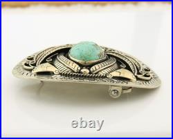 Navajo Bell Buckle. 999 Nickel Turquoise Handmade Vintage