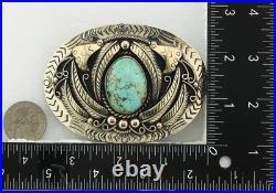 Navajo Bell Buckle. 999 Nickel Turquoise Handmade Vintage