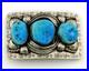 Navajo Bell Buckle. 999 Nickel Turquoise Handmade Vintage Signed Teepee