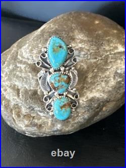 Navajo Blue Kingman Turquoise Ring MultiStone Cluster Sz 8.5 19812 Navajo Blue Kingman Turquoise Ring MultiStone Cluster Sz 8.5 19812