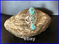 Navajo Blue Kingman Turquoise Ring MultiStone Cluster Sz 8.5 19812 Navajo Blue Kingman Turquoise Ring MultiStone Cluster Sz 8.5 19812