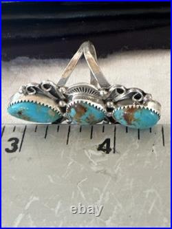 Navajo Blue Kingman Turquoise Ring MultiStone Cluster Sz 8.5 19812 Navajo Blue Kingman Turquoise Ring MultiStone Cluster Sz 8.5 19812
