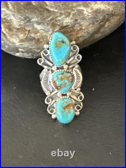 Navajo Blue Kingman Turquoise Ring MultiStone Cluster Sz 8.5 19812