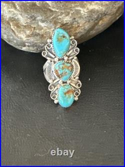 Navajo Blue Kingman Turquoise Ring MultiStone Cluster Sz 8.5 19812