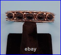 Navajo Bracelet Black Onyx & Sterling Silver Cuff Native American Vintage USA