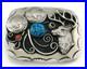 Navajo Dear Head Belt Buckle. 999 Nickel Vintage Turquoise & Coral
