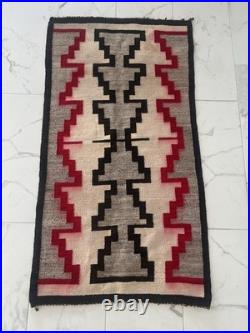 Navajo Handmade Rug Geometric Red Black Gray Cream Pattern