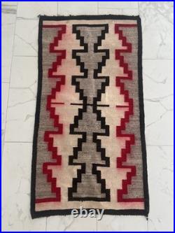 Navajo Handmade Rug Geometric Red Black Gray Cream Pattern