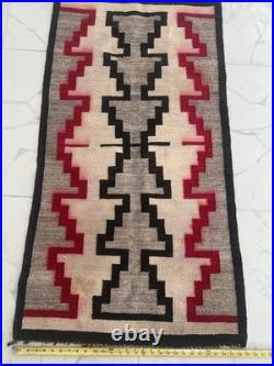 Navajo Handmade Rug Geometric Red Black Gray Cream Pattern